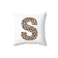 Leopard Print Initial Polyester Square Pillow