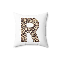 Leopard Print Initial Polyester Square Pillow