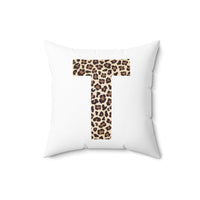 Leopard Print Initial Polyester Square Pillow