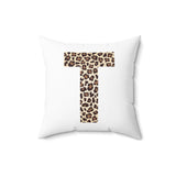 Leopard Print Initial Polyester Square Pillow