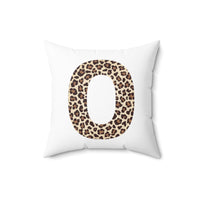 Leopard Print Initial Polyester Square Pillow