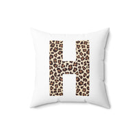 Leopard Print Initial Polyester Square Pillow