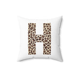 Leopard Print Initial Polyester Square Pillow