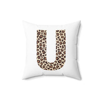 Leopard Print Initial Polyester Square Pillow