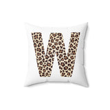 Leopard Print Initial Polyester Square Pillow