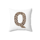 Leopard Print Initial Polyester Square Pillow