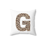 Leopard Print Initial Polyester Square Pillow