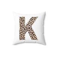 Leopard Print Initial Polyester Square Pillow