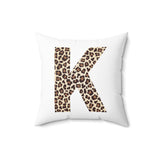 Leopard Print Initial Polyester Square Pillow