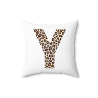 Leopard Print Initial Polyester Square Pillow