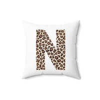 Leopard Print Initial Polyester Square Pillow