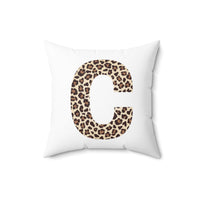 Leopard Print Initial Polyester Square Pillow