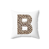 Leopard Print Initial Polyester Square Pillow