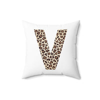 Leopard Print Initial Polyester Square Pillow