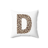 Leopard Print Initial Polyester Square Pillow