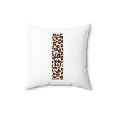 Leopard Print Initial Polyester Square Pillow