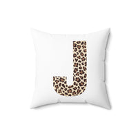 Leopard Print Initial Polyester Square Pillow