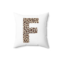 Leopard Print Initial Polyester Square Pillow