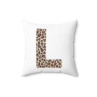 Leopard Print Initial Polyester Square Pillow