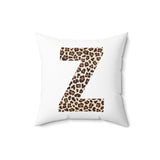 Leopard Print Initial Polyester Square Pillow