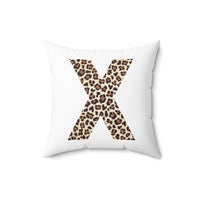 Leopard Print Initial Polyester Square Pillow