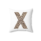 Leopard Print Initial Polyester Square Pillow