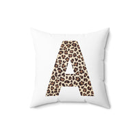 Leopard Print Initial Polyester Square Pillow