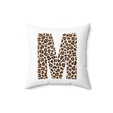 Leopard Print Initial Polyester Square Pillow